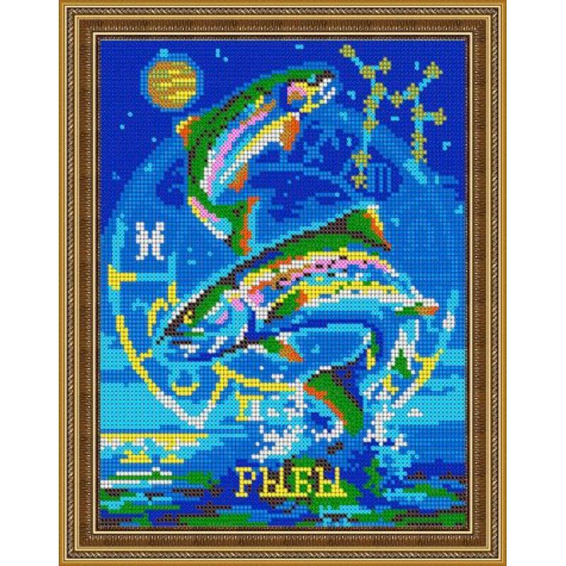 «Светлица» набор для вышивания бисером №481П «Рыбы» бисер Чехия 19x24 см