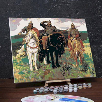 Картина по номерам на холсте с подрамником «Богатыри», Виктор Васнецов, 40x50 см