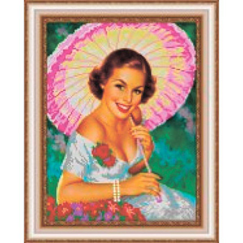 «Светлица» набор для вышивания бисером №285 «Под зонтом» бисер Чехия 24x30 см